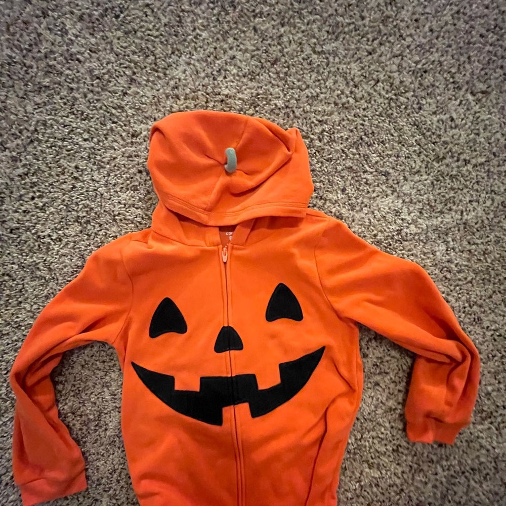 Orange Pumpkin Hooded One piece Jumpsuit Halloween Size 8 Boy or Girl - Picture 2 of 4